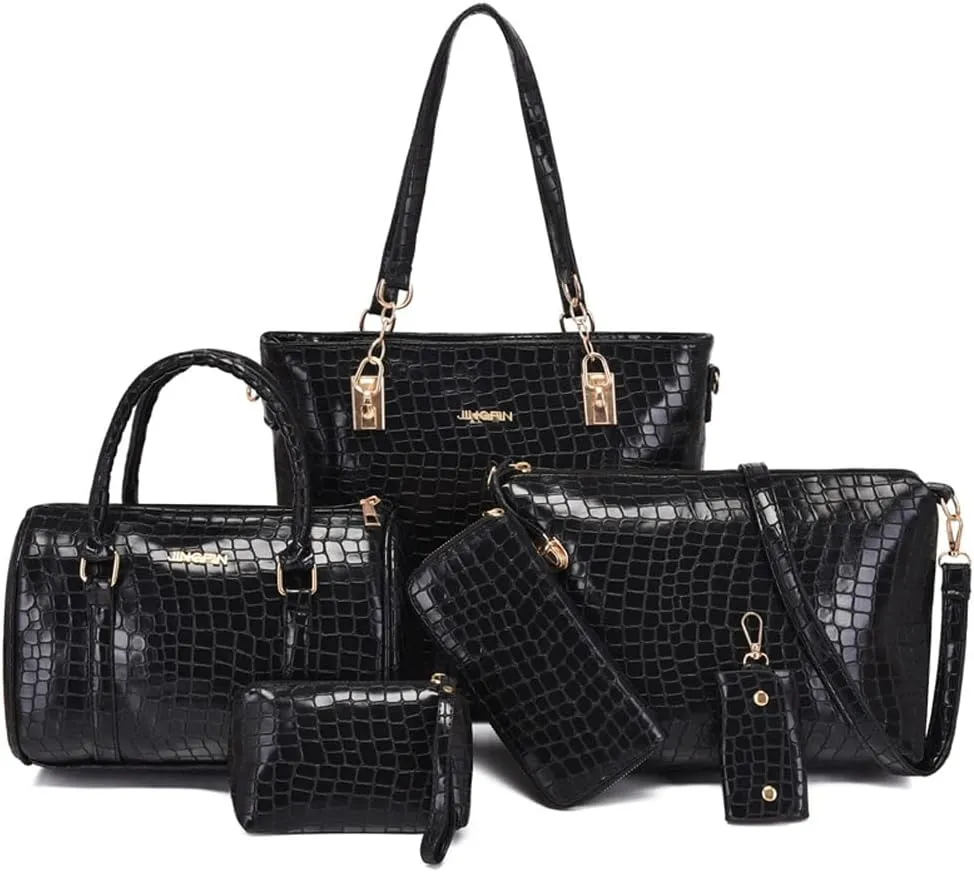 ZiMing 6Pcs Handbags and Purse Set for Women PU Leather Shoulder Tote Bag Crossbody Bag Satchel Top Handle Handbag Bag Wallet