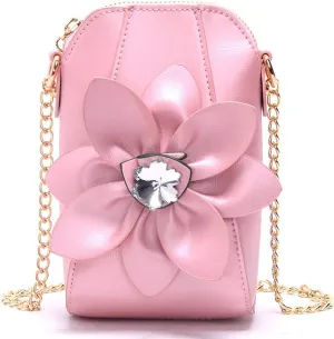 ZiMing Genuine Leather Crossbody Bags for Women Phone Bag 3D Floral Satchel Mini Handbags Purses Chain Shoulder Bag Wallet